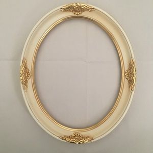 Vintage frame oval round gold embellished Shabby chic 10x12 painting photo wood